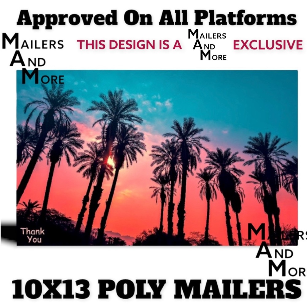 25 10X13 Poly Mailers Twilight Palms Shipping Envelopes PRICE IS FIRM - Picture 7 of 11